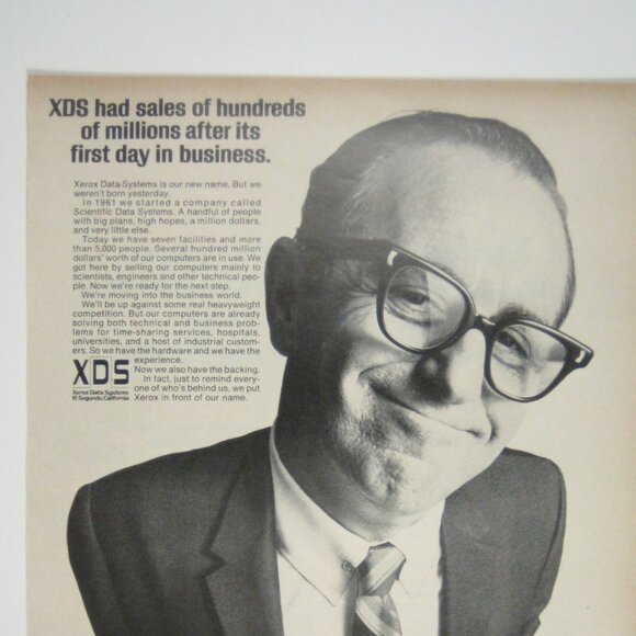 XDS Xerox Data Systems Advertising Print 1960s Vintage ADVERT Print Ad Man Cigar - Picture 2 of 2
